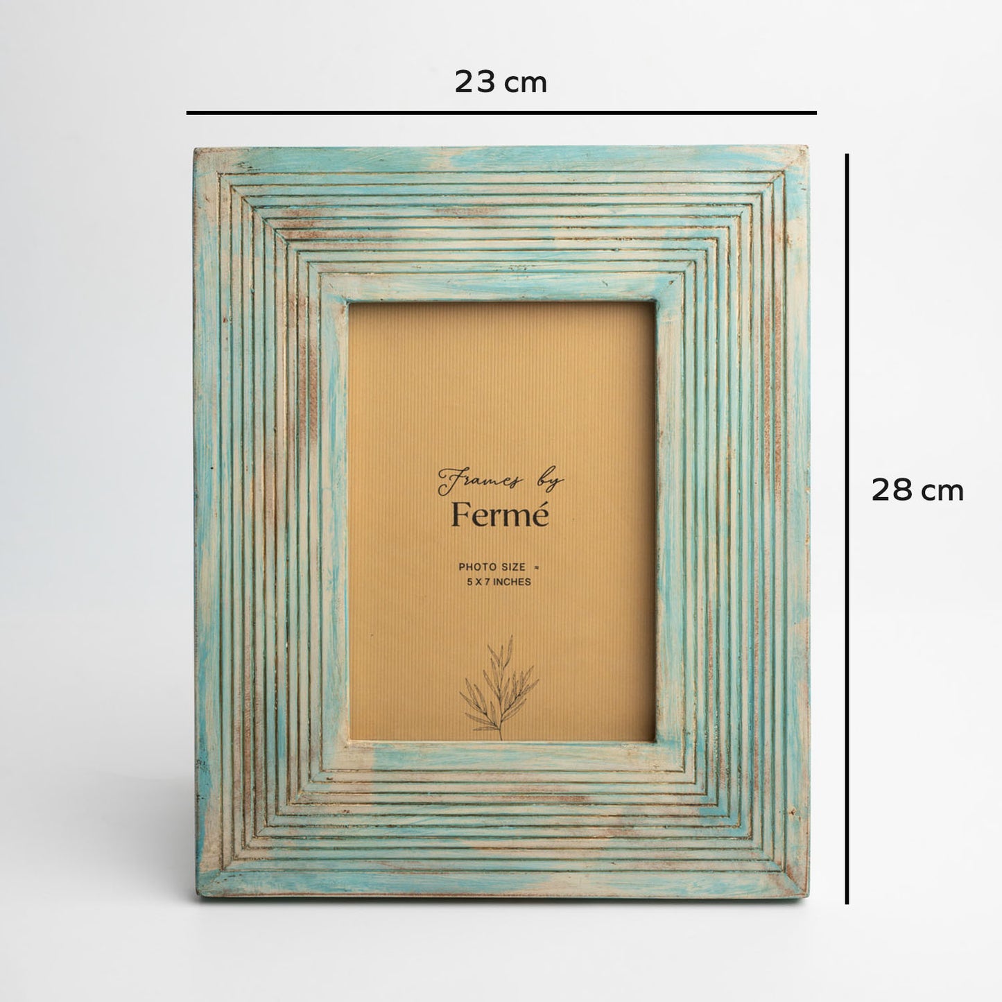 Ferme Vintage Rustic Wooden Hand Carved Photo Frame Turquoise Blue FPF153 - 5x7 inches