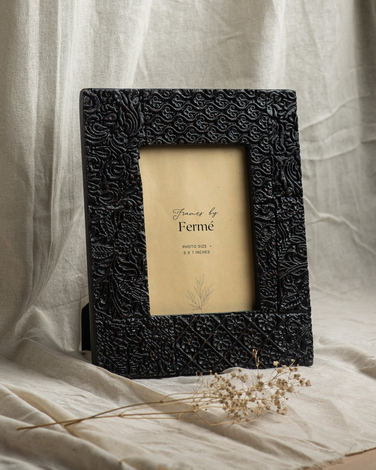 Ferme Natural Wood Block Carved Photo Frame FPF029 - 5x7 inches