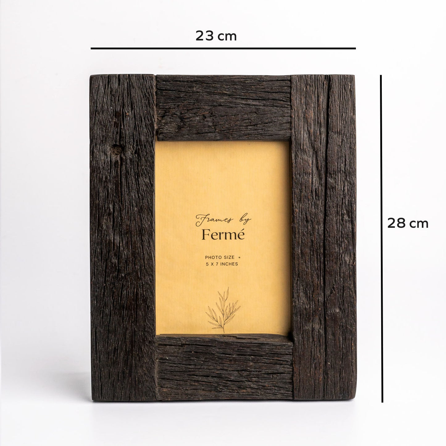 Ferme Upcycled Natural Wood Rustic Vintage Photo Frame Black FPF075- 5x7 inches