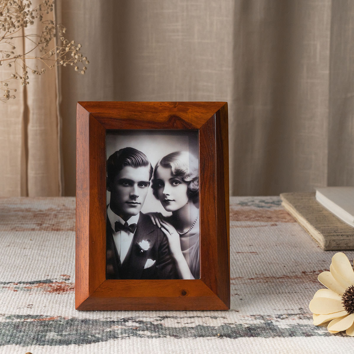 Ferme Classic Minimal Wooden Photo Frame Brown FPF107 - 4x6 inches