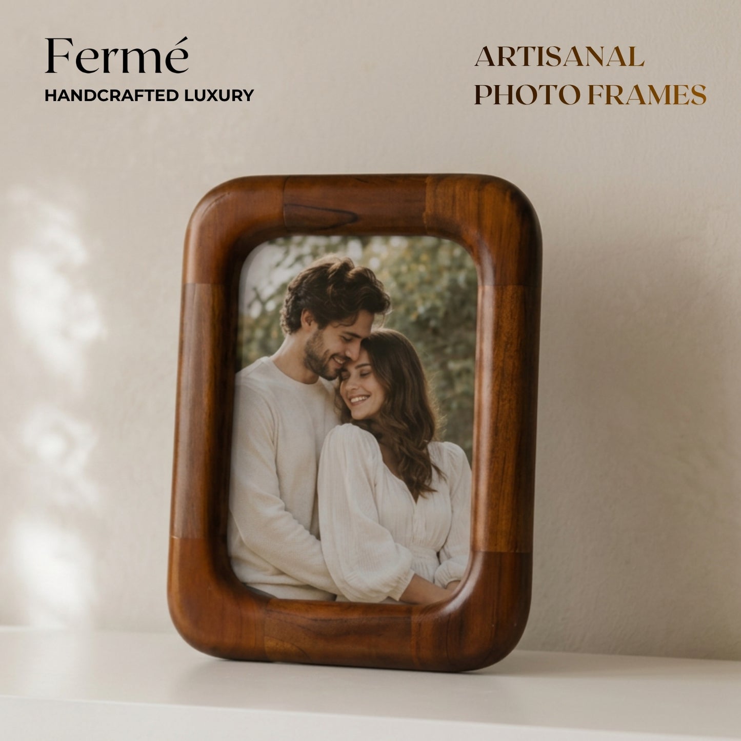 Ferme Classic Natural Teakwood Curved Photo Frame FPF154 - 6x8 inches
