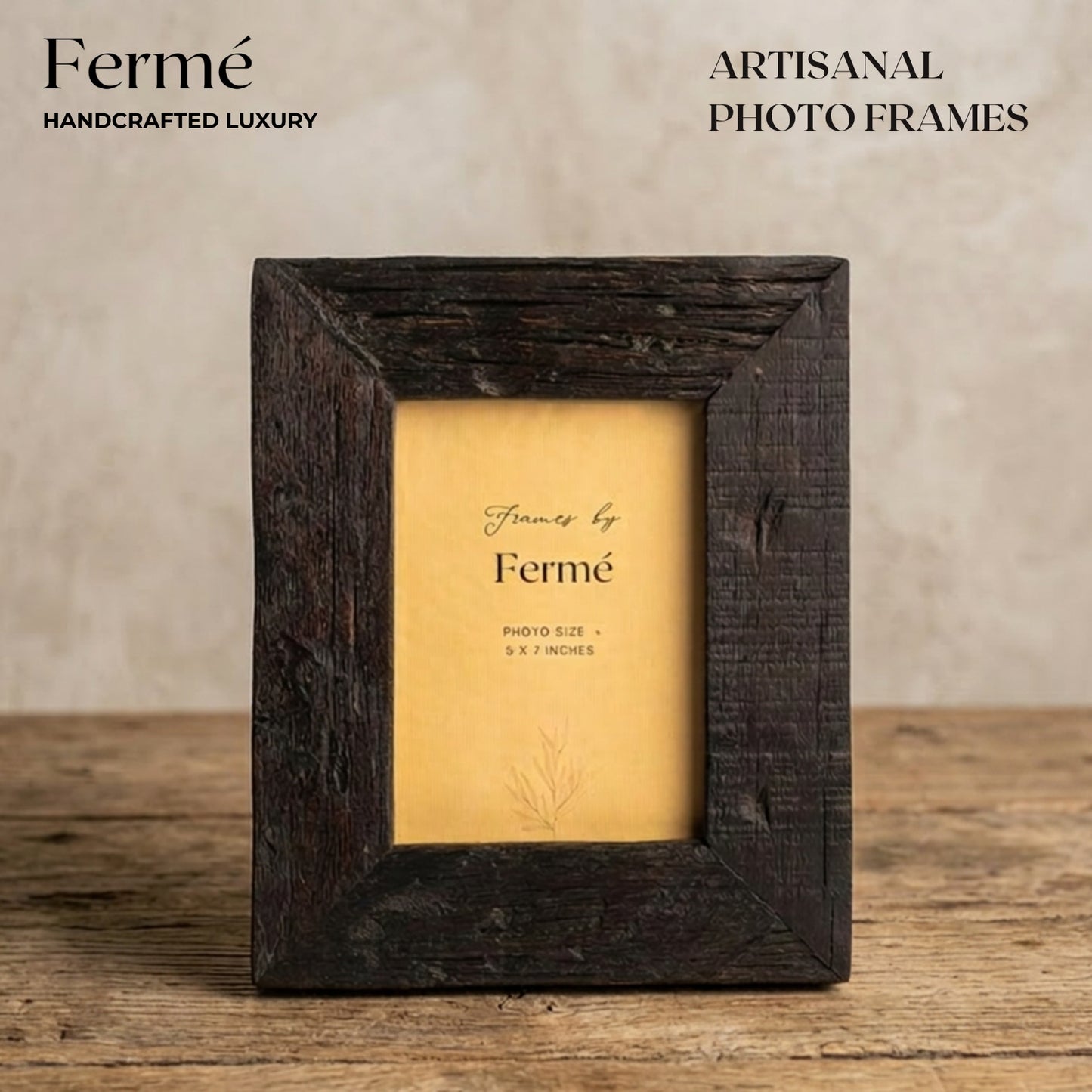 Ferme Upcycled Natural Wood Vintage Rustic Photo Frame Dark Brown FPF077 - 5x7 inches