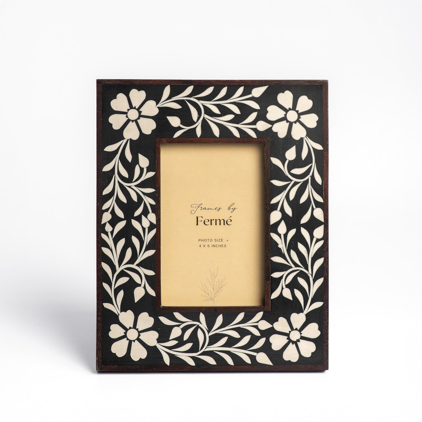 Ferme Wooden Floral Inlay Premium Photo Frame FPF088- 4x6 inches