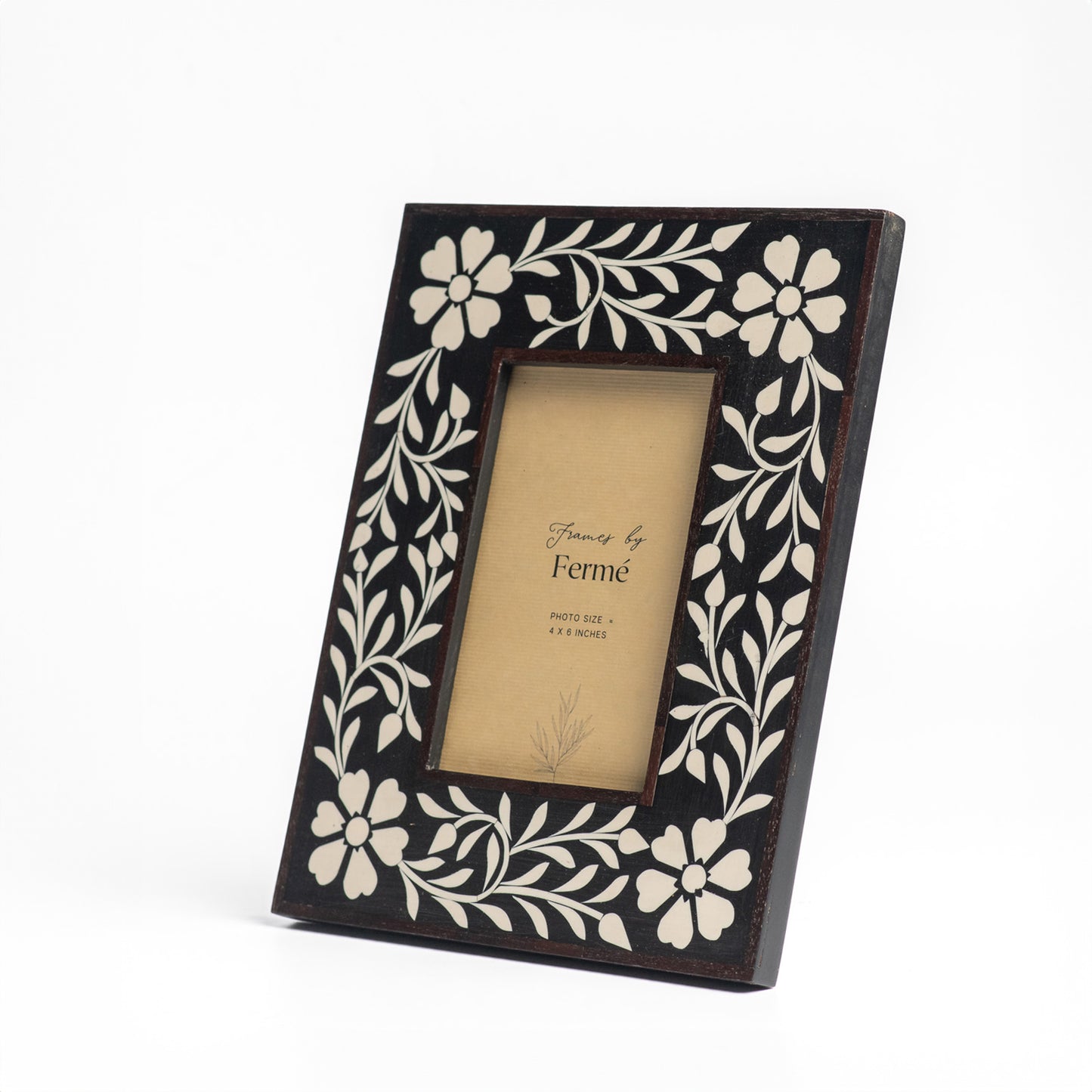 Ferme Wooden Floral Inlay Premium Photo Frame FPF088- 4x6 inches