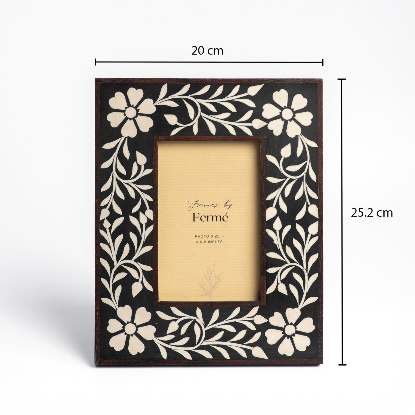 Ferme Wooden Floral Inlay Premium Photo Frame FPF088- 4x6 inches